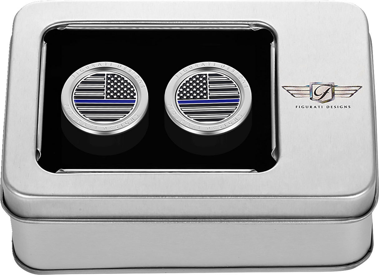 FIGURATI DESIGNS Docking Hardware Covers - American Flag - Stainless Steel - Contrast Cut FD70-DC-2730-SS