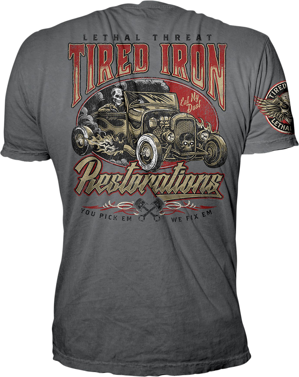 LETHAL THREAT Vintage Velocity Tired Iron Restorations T-Shirt - Gray - Medium VV40174M