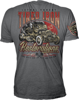 LETHAL THREAT Vintage Velocity Tired Iron Restorations T-Shirt - Gray - 2XL VV40174XXL