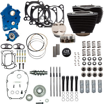 S&S CYCLE 129" Power Package Engine Performance Kit - Gear Drive - Oil Cooled - Non-Highlighted Fins - M8  310-1228