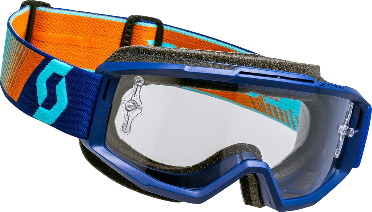 SCOTT Split OTG Goggles - Royal Blue/Orange - Clear Works 2855377436113