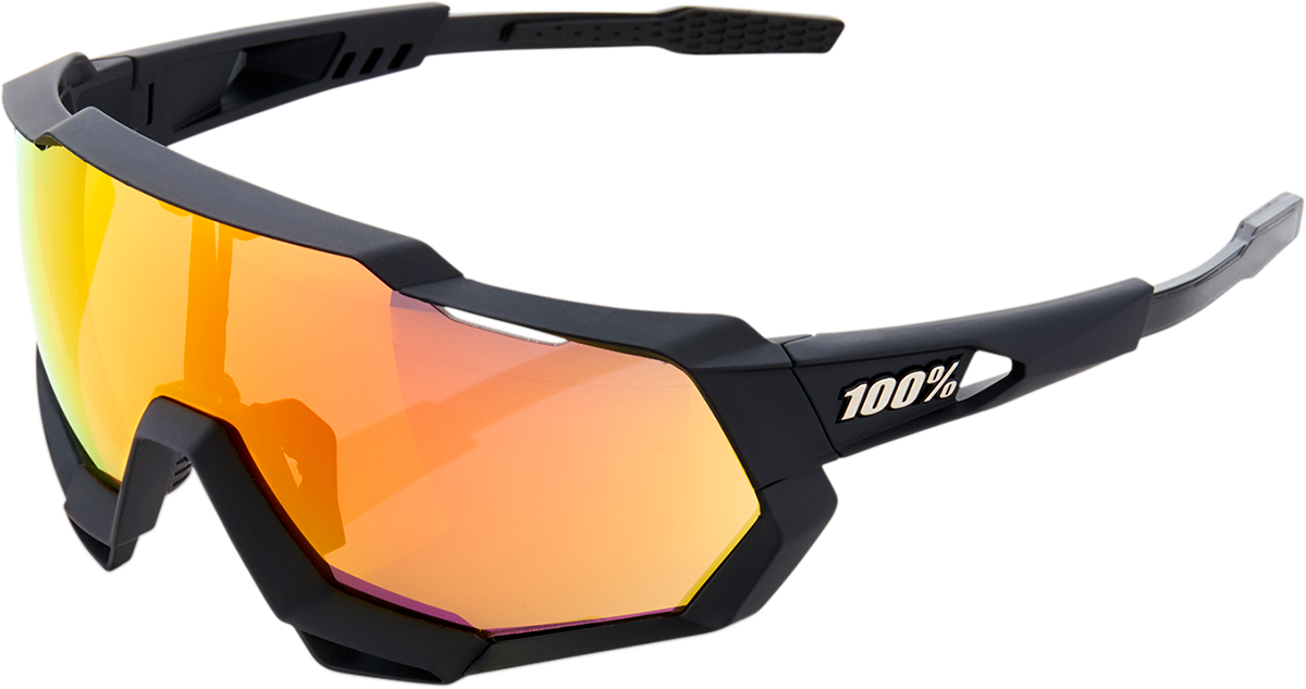 100% Speedtrap Sunglasses - Black - Red 60012-00004