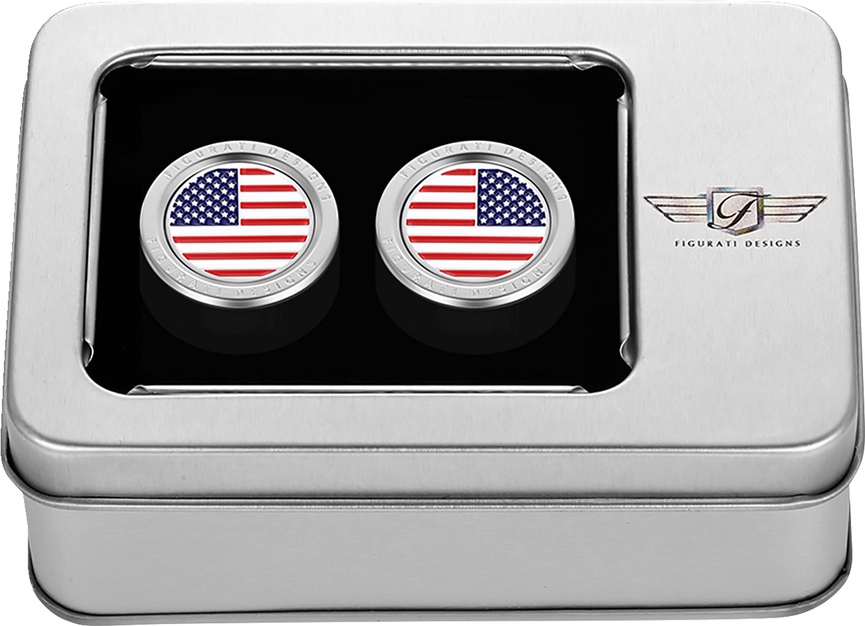 FIGURATI DESIGNS Docking Hardware Covers - American Flag - Stainless Steel FD20-DC-2730-SS