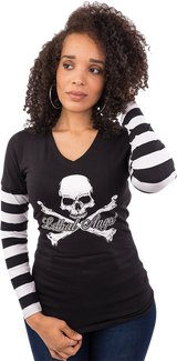 LETHAL THREAT Women's Long-Sleeve Stripe T-Shirt - Black/White - Large LA20645L