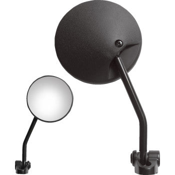 Parts Unlimited Mirror - Flag - Side View - Round - Black  97021