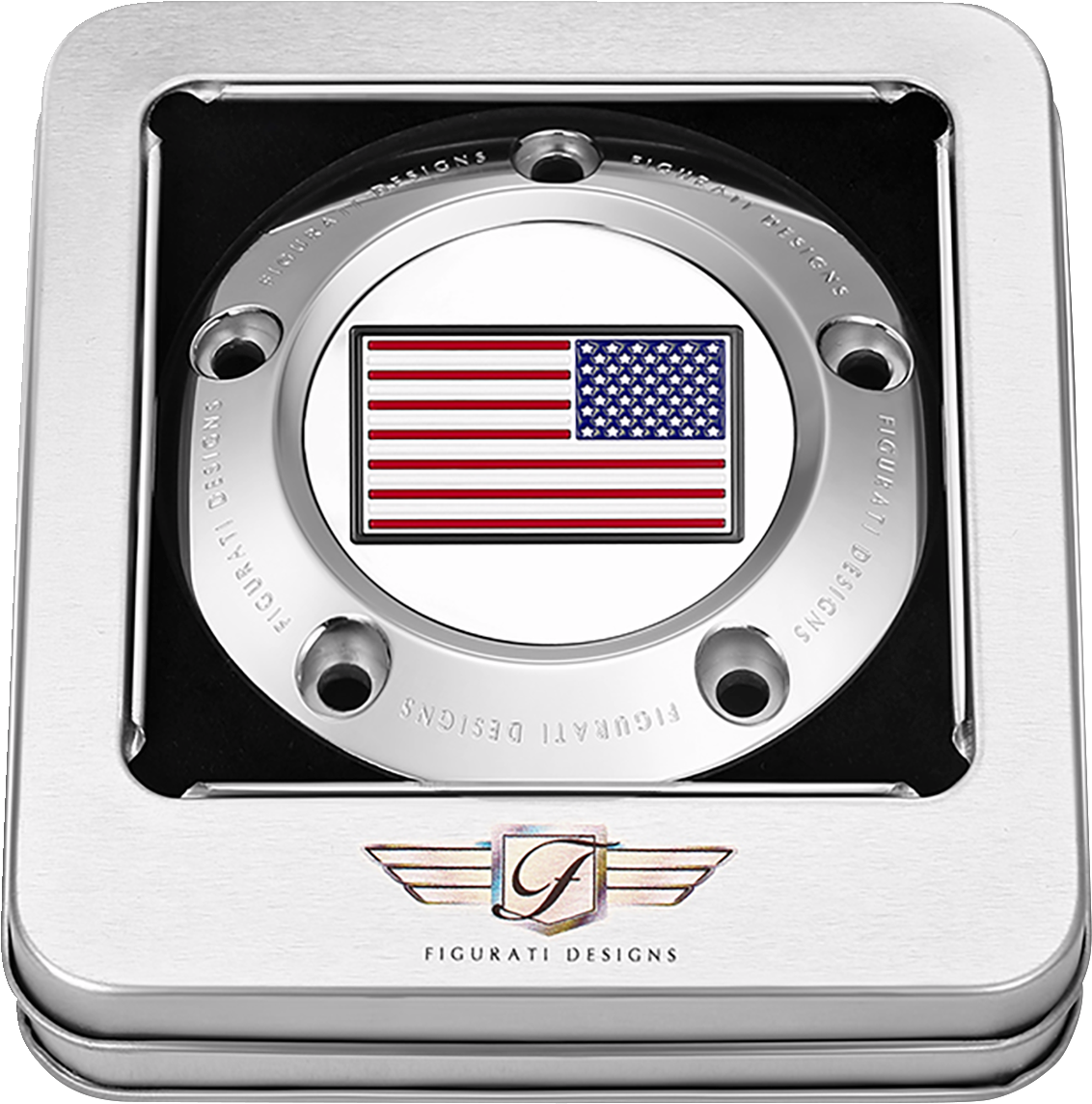 FIGURATI DESIGNS Timing Cover - 5 Hole - American - Stainless Steel FD20-TC-5H-SS