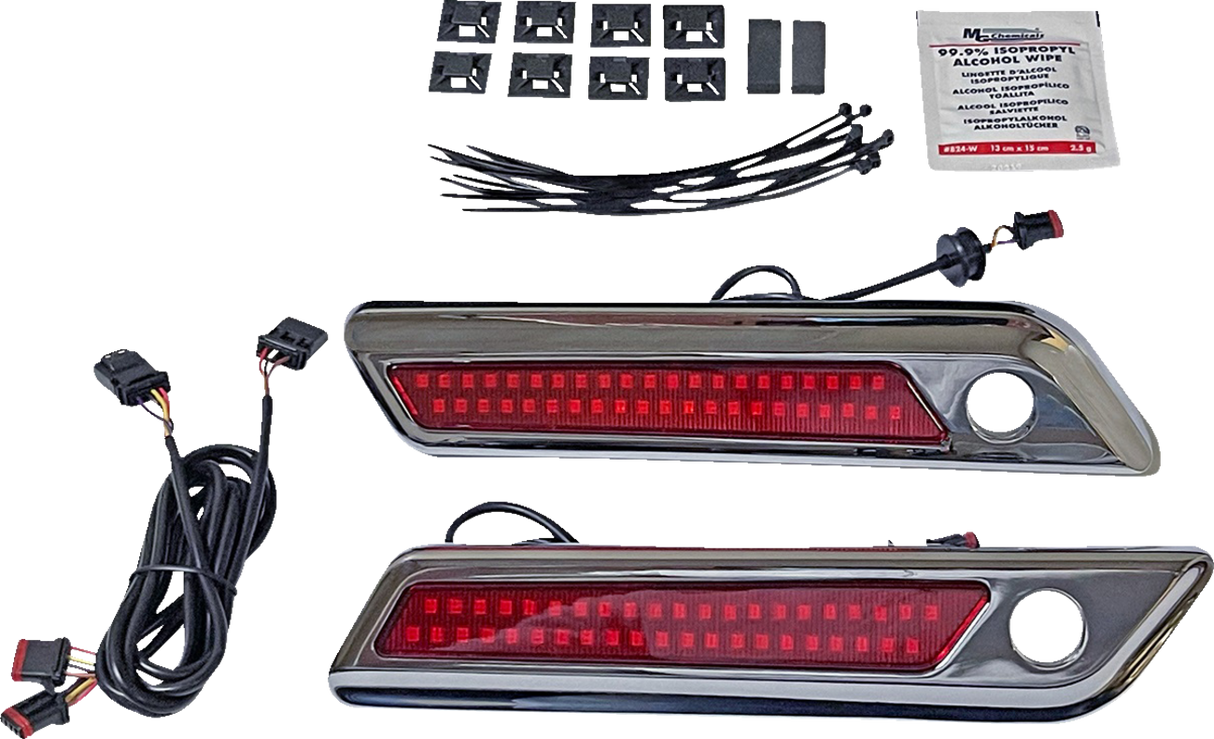 CUSTOM DYNAMICS Latch Light - Saddlebag - Dual Color - Red - Chrome CD-SBL-DC-RC