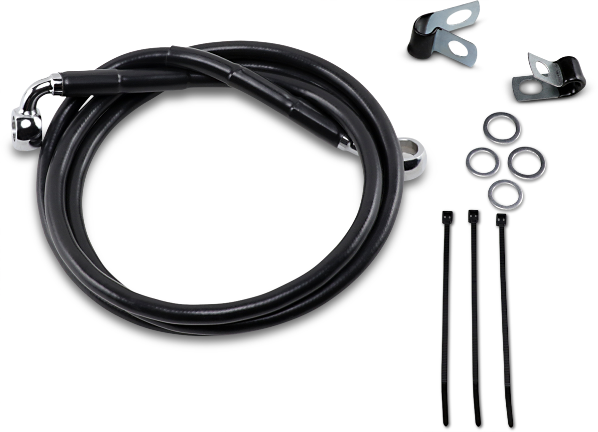 DRAG SPECIALTIES Brake Line - Front - Black - +4" 640113-4BLK