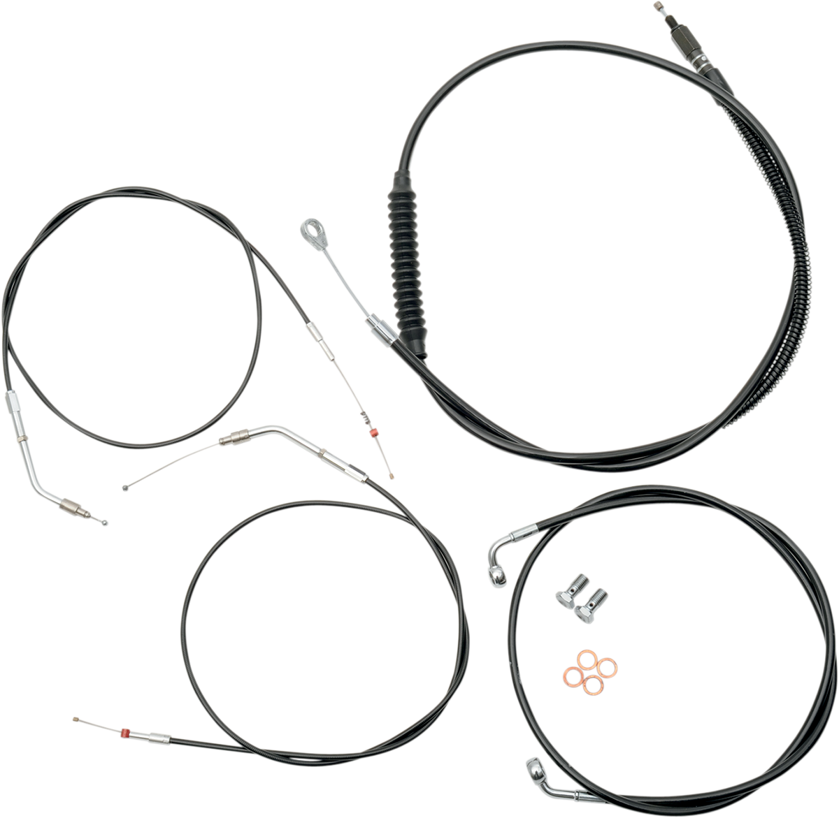 LA CHOPPERS Handlebar Cable/Brake Line Kit - 15" - 17" Ape Hanger Handlebars - Black Vinyl LA-8310KT-16B