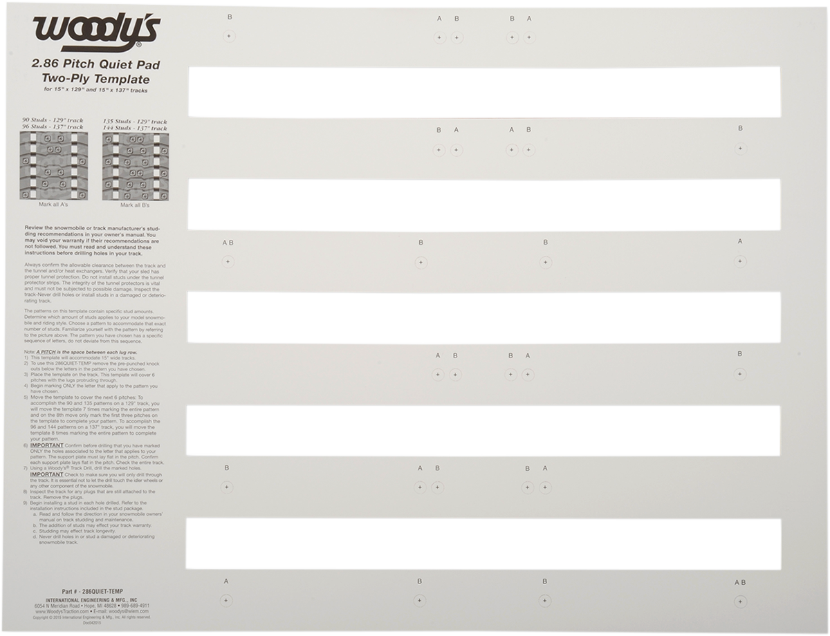 WOODY'S Template - Quiet - 2.86 Pitch 286QUIET-TEMP