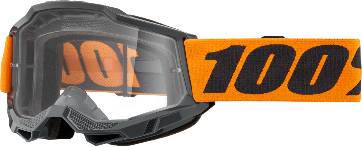 100% Strata 2 Goggle Neon Orange Clear Lens 50027-00015