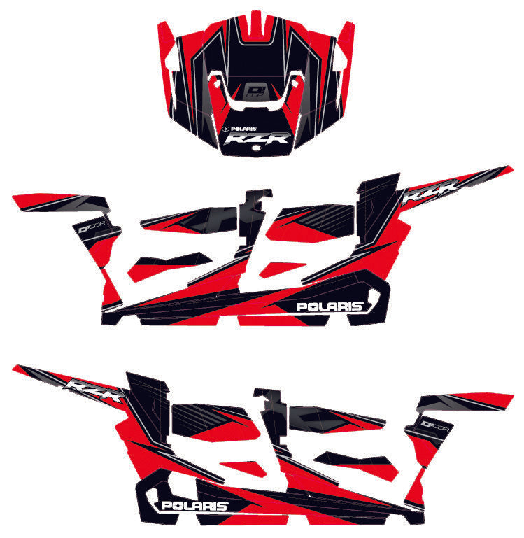 D-COR Pol Rzr4 Complete Graphic Kit Red/Black 20-60-117