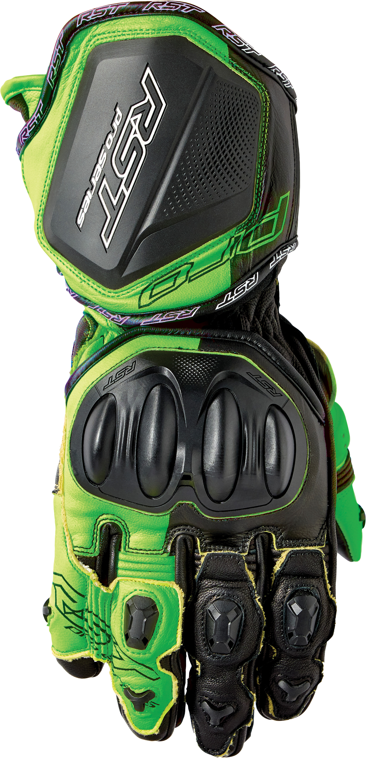 RST Pro Series Gp D3o Gloves Black/Flo Green Leather Md 103715F.GRN-09