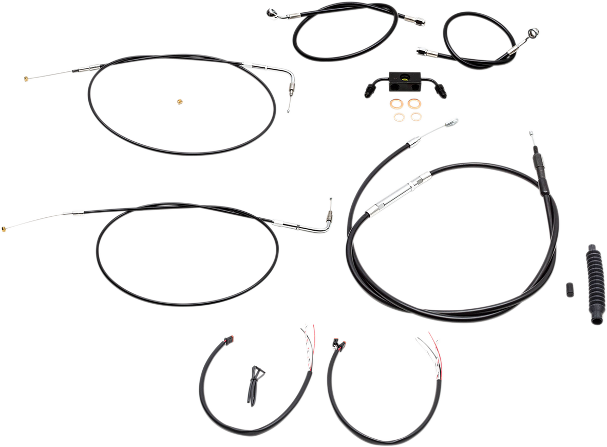 LA CHOPPERS Handlebar Cable/Brake Line Kit - Complete - Mini Ape Hanger Handlebars - Black Vinyl LA-8211KT2-08B