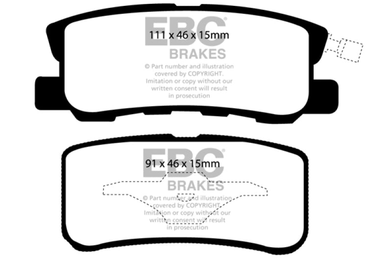 EBC 11-14 Chrysler 200 3.6 Redstuff Rear Brake Pads DP31407C