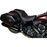 DRAG SPECIALTIES Predator Seat - Double Diamond w/ Red Sitching - Vinyl - FLSB/FXLR '18-'23  0802-1519