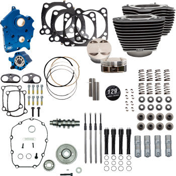 S&S CYCLE 129" Power Package Engine Performance Kit - Gear Drive - Oil Cooled - Highlighted Fins - M8 310-1227