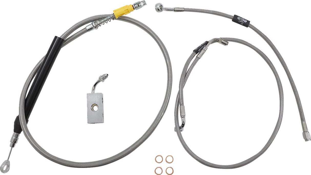 LA CHOPPERS Handlebar Cable/Brake Line Kit - 15" - 17" Ape Hanger Handlebars - Stainless Steel LA-8155KT-16