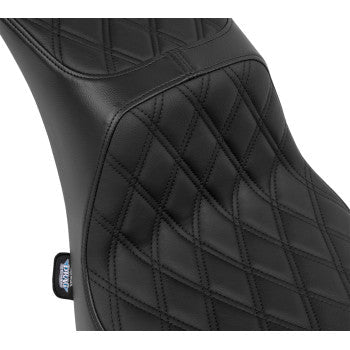 DRAG SPECIALTIES Performance Predator 2-Up Seat - Vinyl - Double Diamond - Black Thread - FL '00-'17 0802-1641