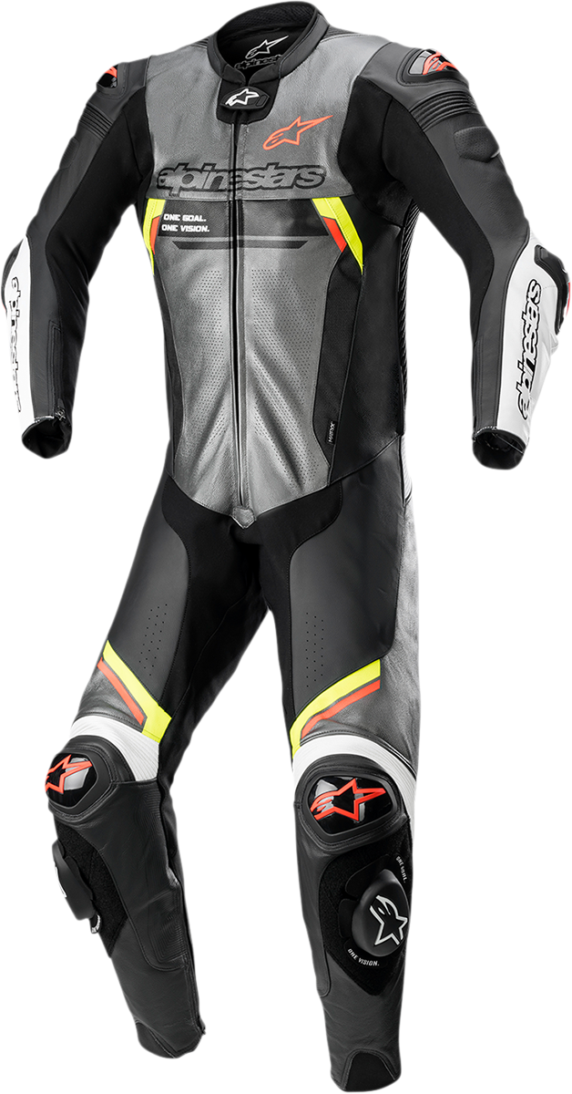 ALPINESTARS Missile Ignition v2 1-Piece Suit - Metallic Gray/Black/Yellow/Red Fluorescent - US 48 / EU 58 3150222-9135-58