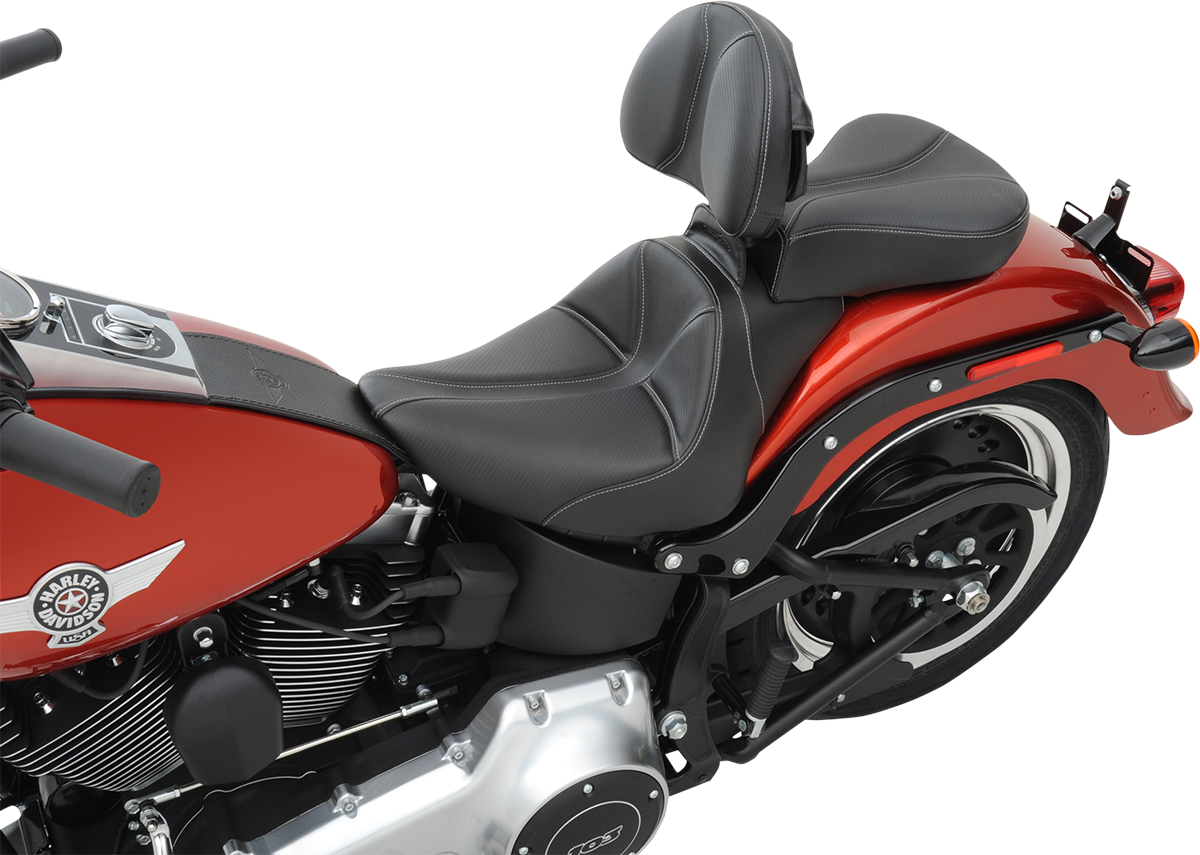 SADDLEMEN Dominator Solo Seat - Stitched - Black w/ Gray Stitching - FL/FX '06-'17 806-12-0042