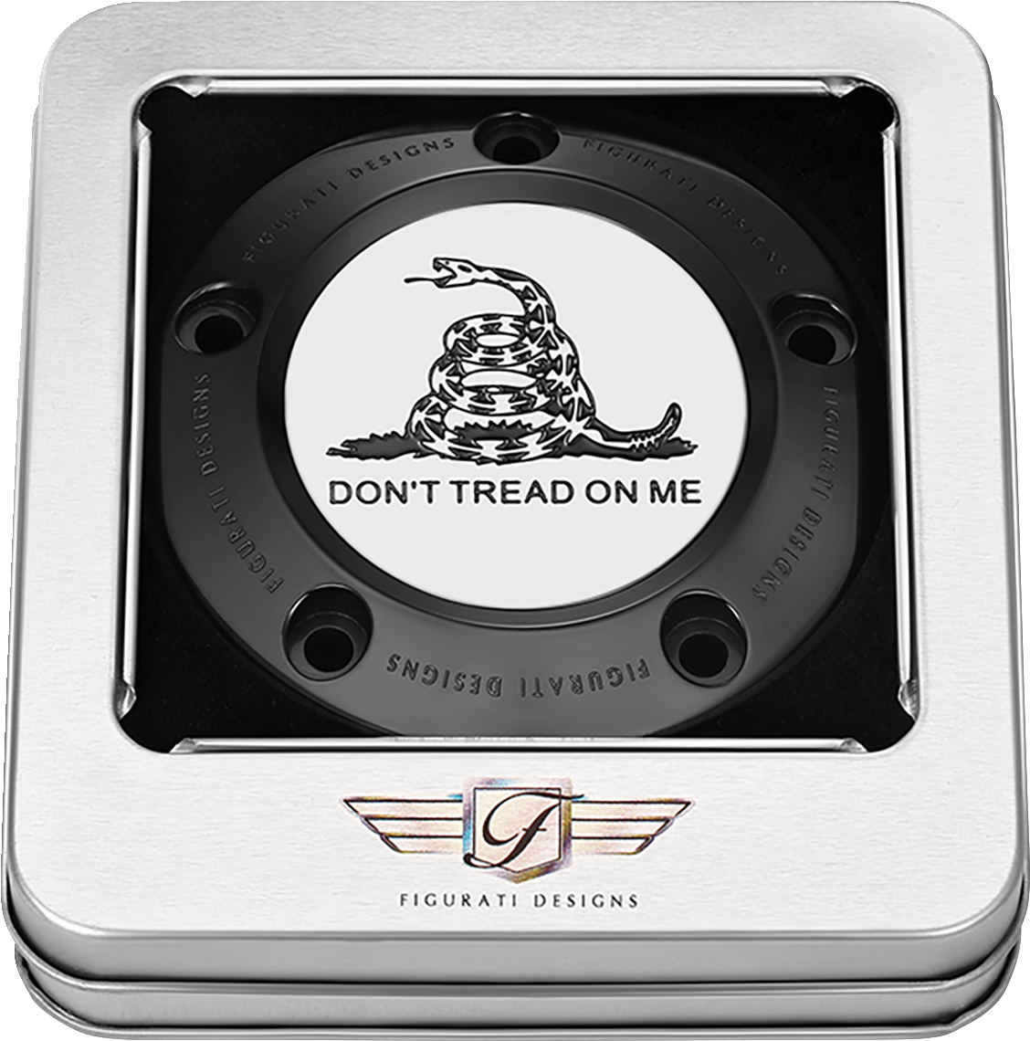 FIGURATI DESIGNS Timing Cover - 5 Hole - Don't Tread on Me - Black FD40-TC-5H-BLK