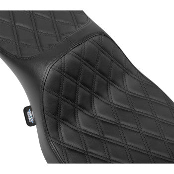 DRAG SPECIALTIES SEATS Extended Reach Predator III Seat - Double Diamond - Black Stitching - Vinyl - FLH/FLT '23-'24 0801-2034