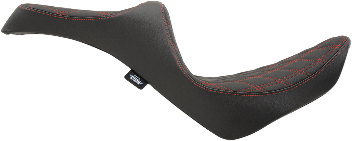 DRAG SPECIALTIES Predator III Seat - Double Diamond - Red Stitching - FL/FX '18-'22 0802-1147