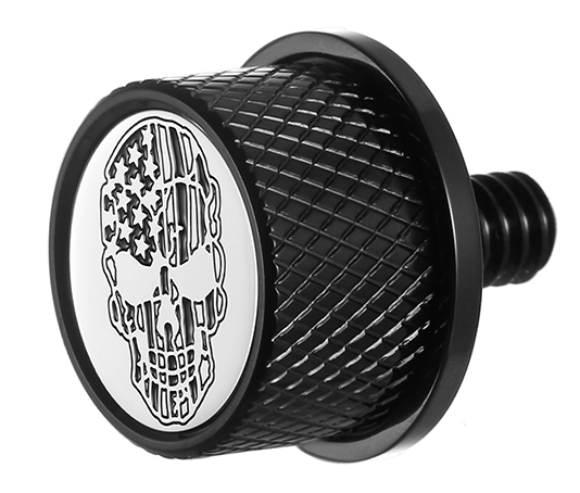 FIGURATI DESIGNS Seat Mounting Knob - Black - Skull - Contrast Cut FD27-SEAT KN-BK