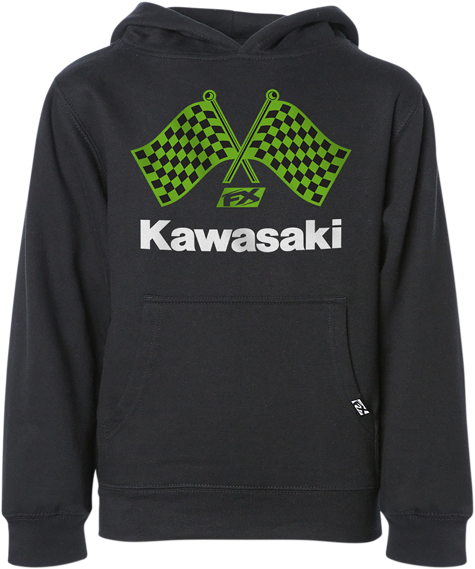 FACTORY EFFEX Youth Kawasaki Finish Line Hoodie - Black - Medium 23-88122