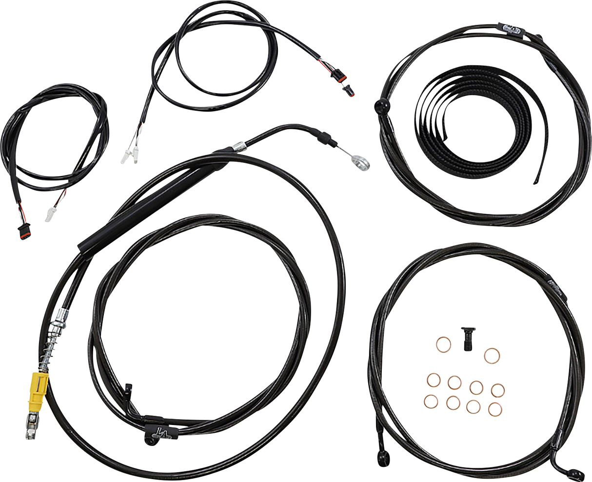 LA CHOPPERS Cable Kit - 18" - 20" Ape Hanger Handlebars - ABS - Midnight LA-8058KT3-19M