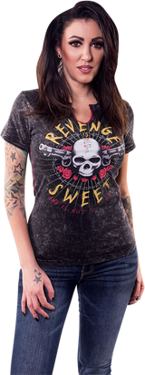 LETHAL THREAT Women's Revenge is Sweet T-Shirt - Black - Small LA20704S