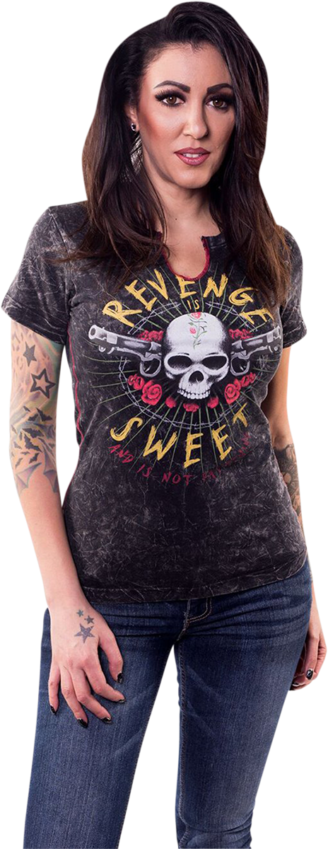 LETHAL THREAT Women's Revenge is Sweet T-Shirt - Black - Large LA20704L