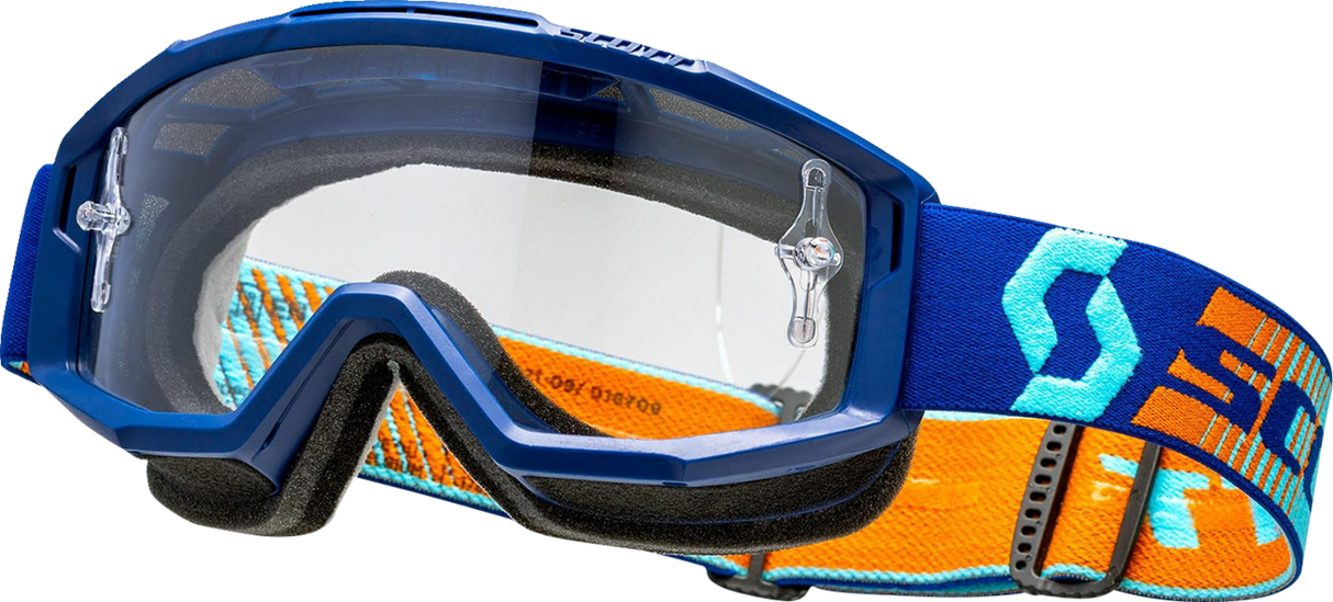 SCOTT Split OTG Goggles - Royal Blue/Orange - Clear Works 2855377436113