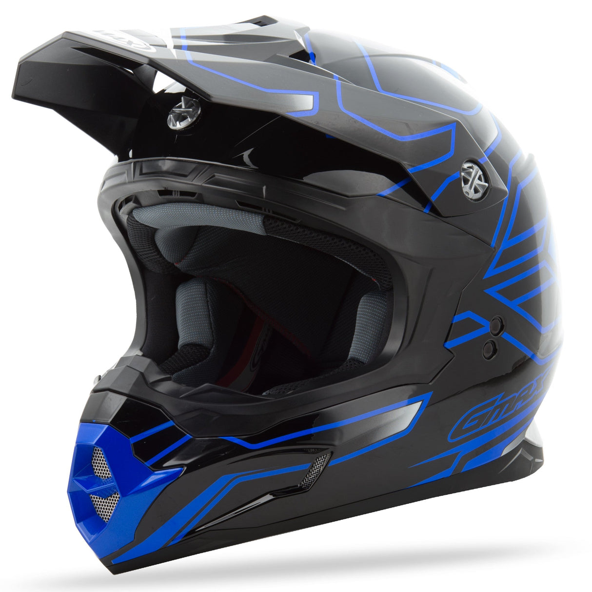 GMAX Mx-86 Off-Road Step Helmet Black/Black/Blue Xs G3862213N TC-2