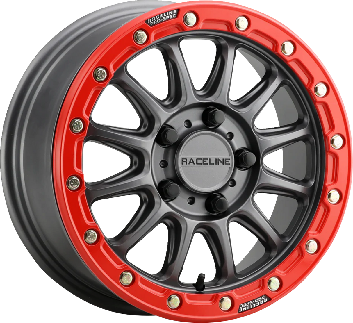 RACELINE WHEELS Wheel - Alpha - Front/Rear - Gun Metal/with Gloss Red Ring - 15x7 - 5/114.3 - 3+4 (+25 mm) A14GR-57012+25