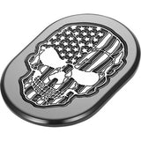 FIGURATI DESIGNS Antenna Cover - Left Rear Fender - Contrast Cut American Flag Skull - Black FD28-AC-BLK-LT