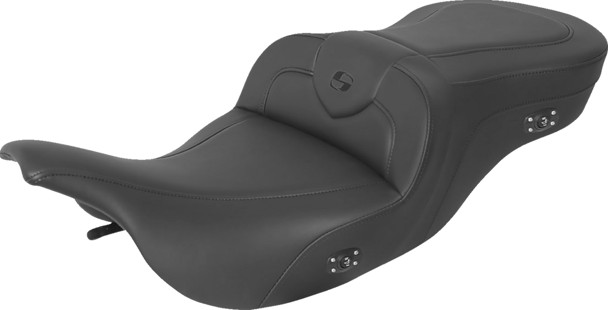 SADDLEMEN Heated RoadSofa Seat - Without Backrest - Black W/Black Stitching 897-07-187HCT