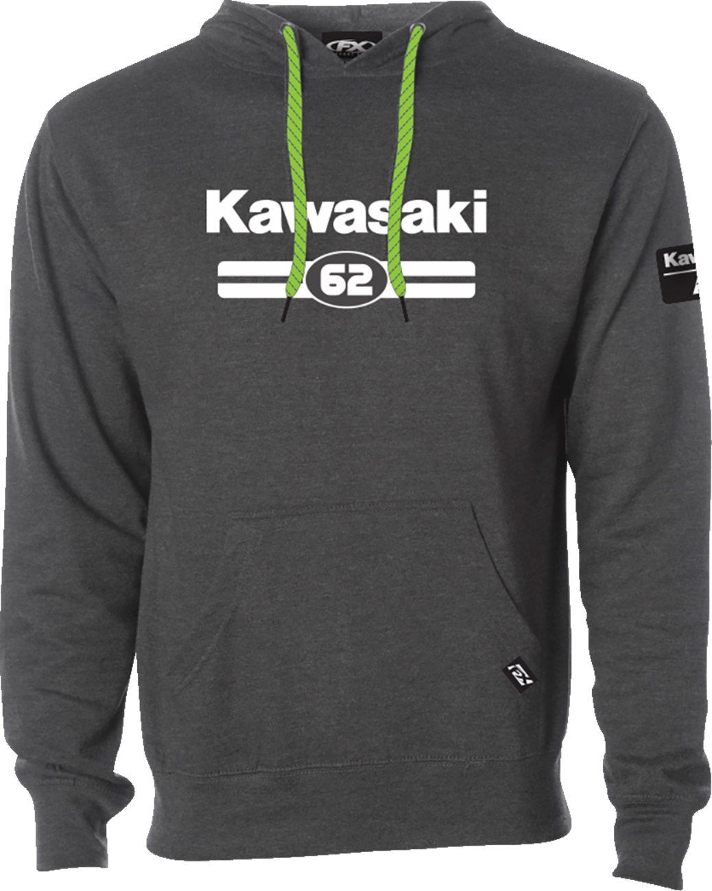 FACTORY EFFEX Kawasaki Sixty Two Pullover Hoodie - Heather Charcoal - Medium 27-88102