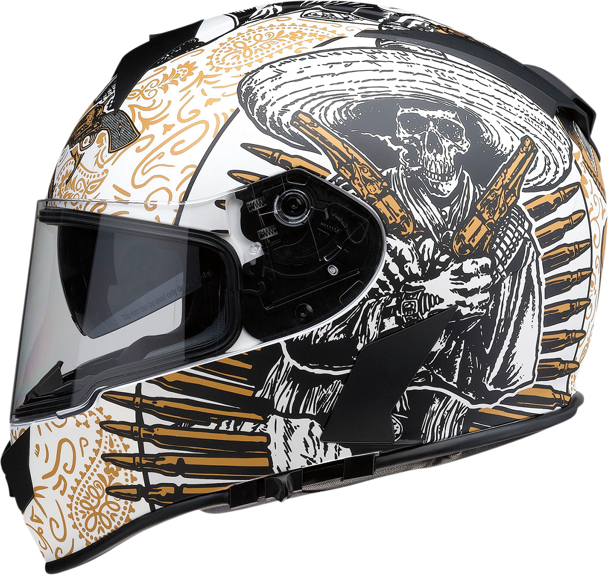 Z1R Warrant Helmet - Sombrero - White/Gold - Small 0101-14165