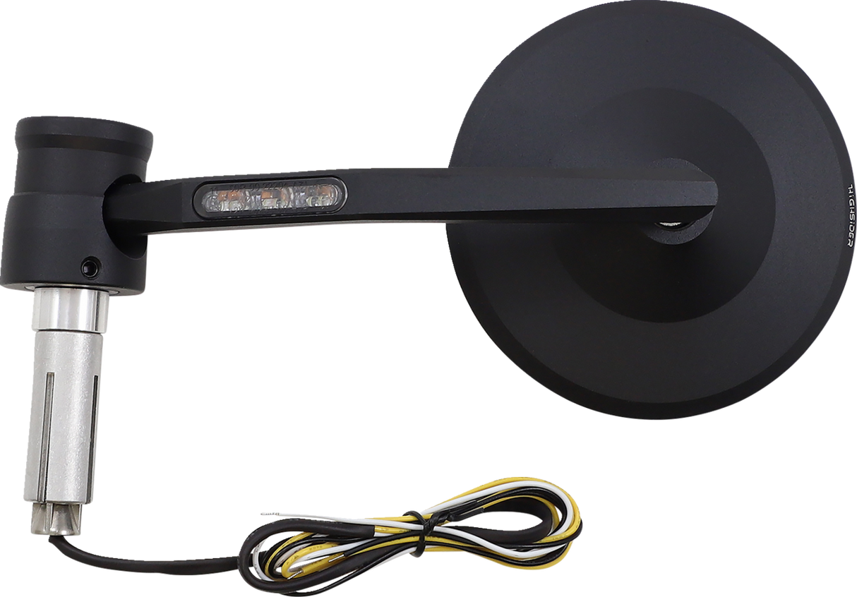 HIGHSIDER Mirror - Montana Rim - Side View - DRL/Turn Signal - Round - Black 301-529