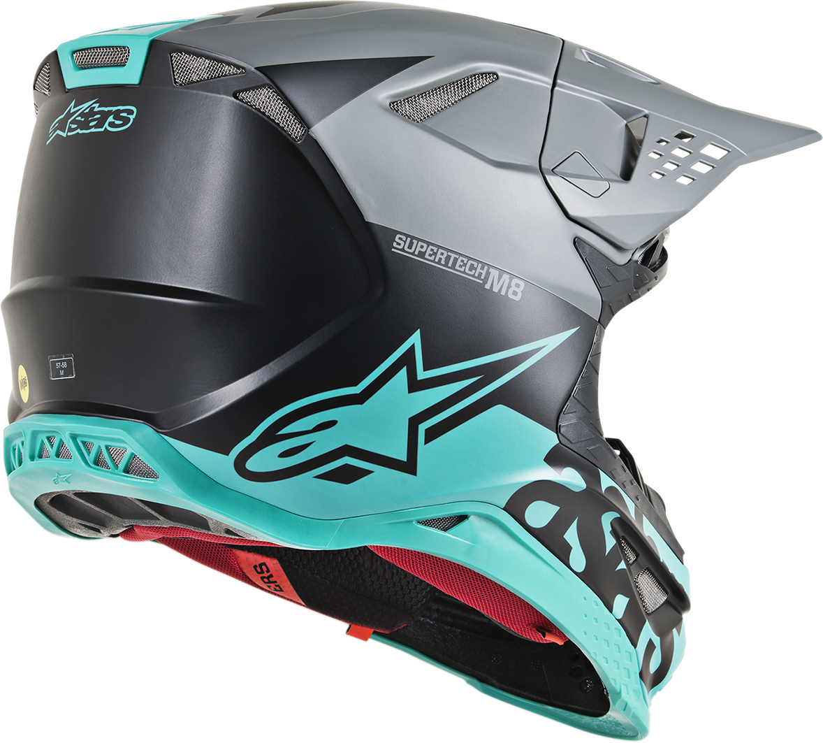 ALPINESTARS Supertech M8 Helmet - Radium - MIPS - Black Matte/Mid Gray/Teal - 2XL 8301519-1306-2X