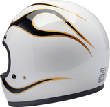 BILTWELL Gringo Helmet - Flames - White/Black - XS 1002-561-501