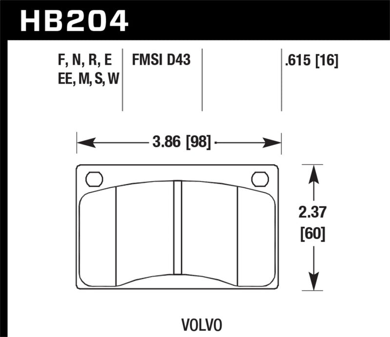 Hawk 90-93 Volvo 240 DTC-30 Front Race Pads KHB204W.615