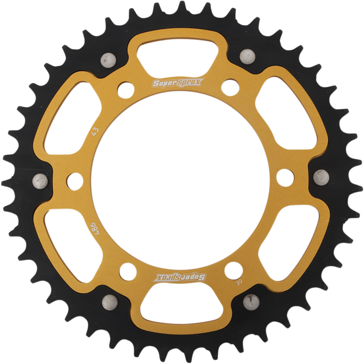 SUPERSPROX Stealth Rear Sprocket - 43 Tooth - Gold - Kawasaki/Yamaha/Suzuki RST-486-43-GLD