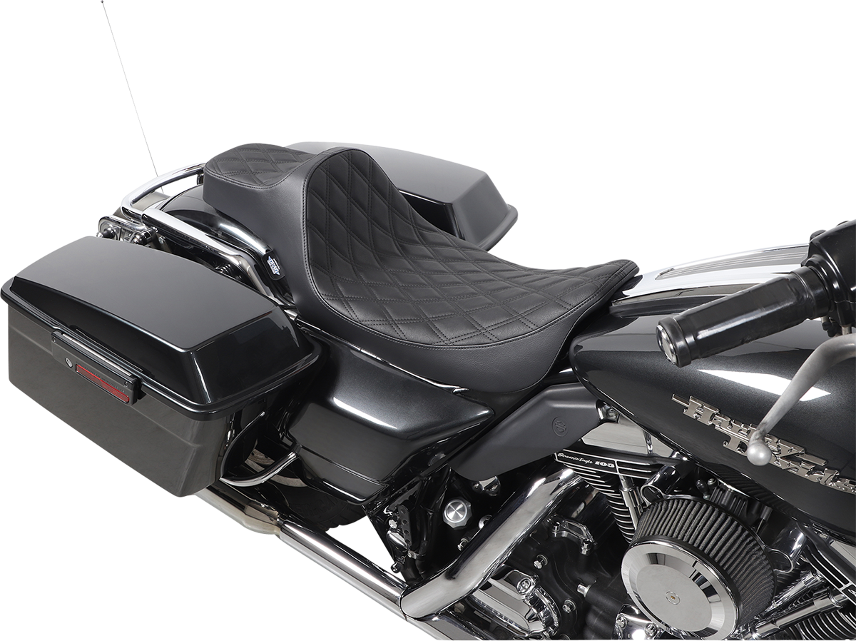 DRAG SPECIALTIES Extended Reach Predator III Seat - Double Diamond - Black NOT A 2-UP SEAT 8011369