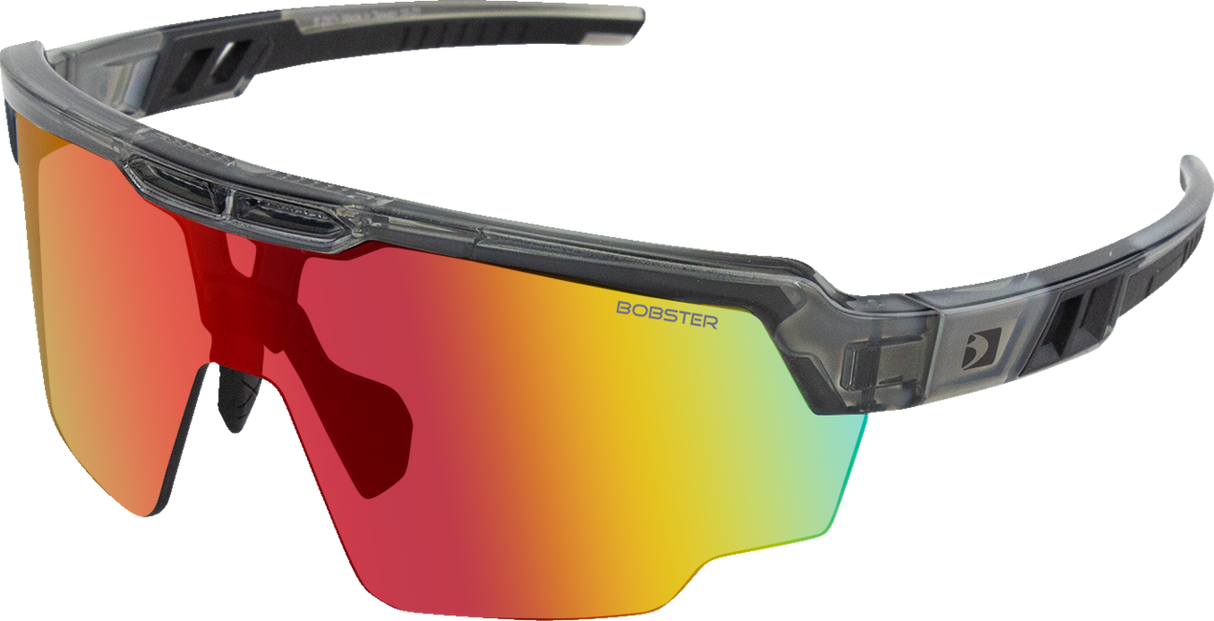 BOBSTER Wheelie Sunglasses - Gloss Clear Gray - Smoke Black/Red Revo BWHE01