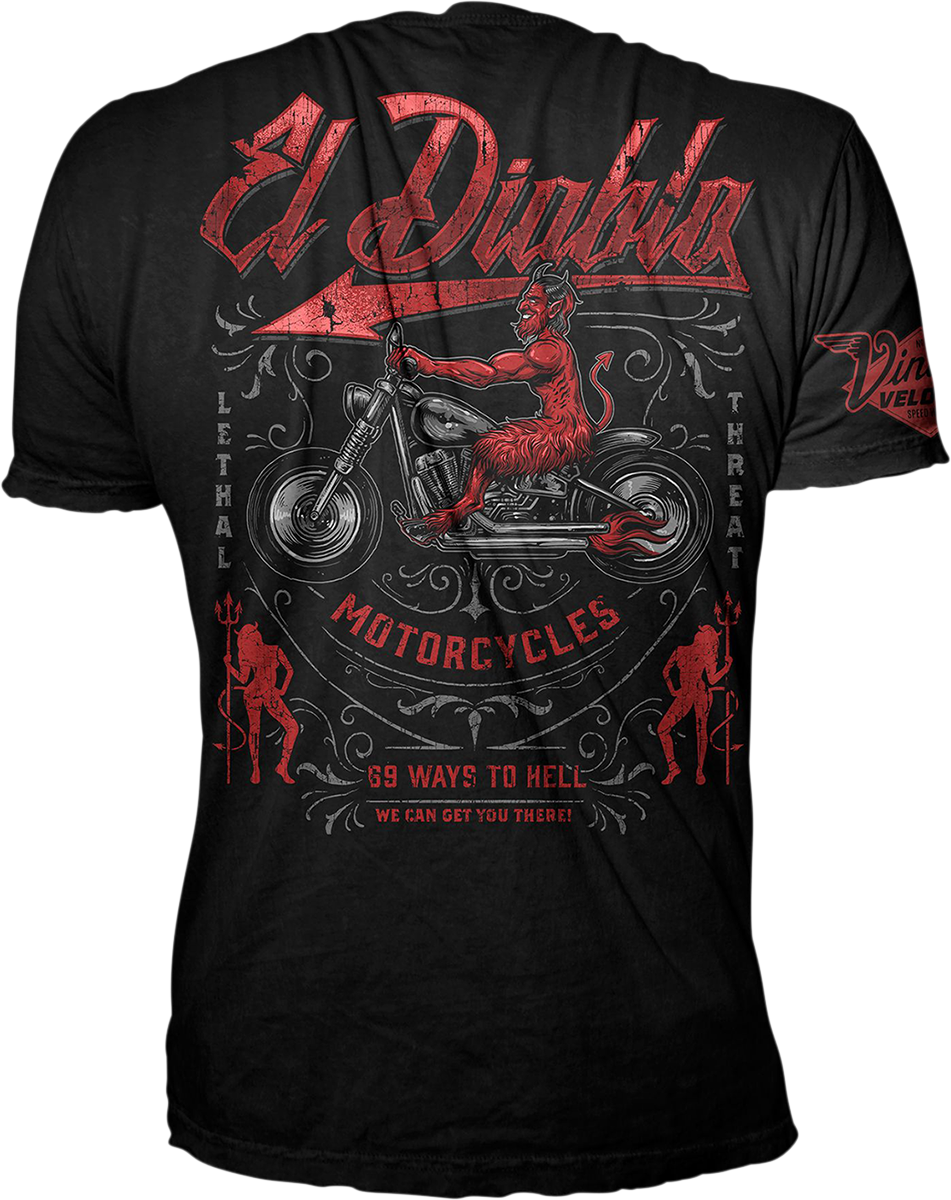 LETHAL THREAT Vintage Velocity El Diablo T-Shirt - Black - Large VV40171L