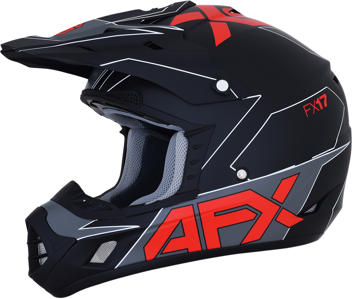 AFX FX-17 Helmet - Aced - Matte Black/Red - Large 0110-6486