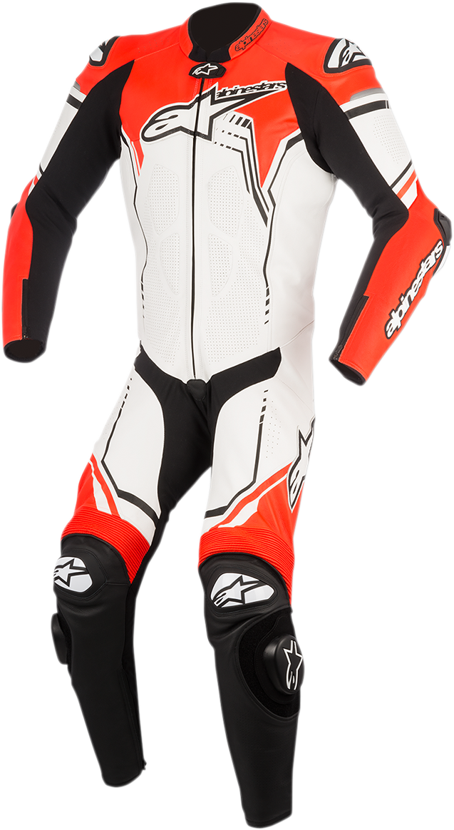 ALPINESTARS GP Plus v2 1-Piece Leather Suit - White/Black/Red Fluorescent - US 46 / EU 56 3150518-233-56